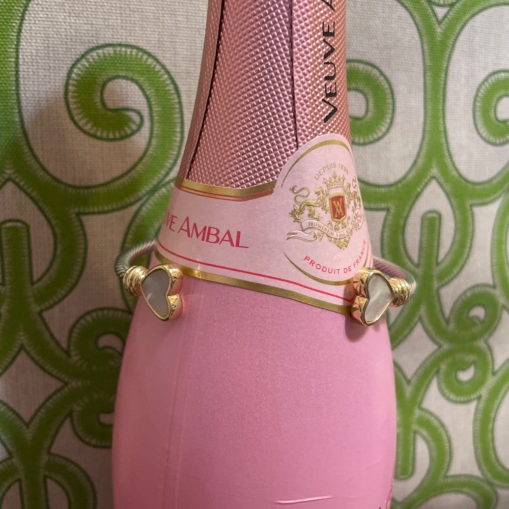 Two Tone Adjustable Heart Bangle - image 4